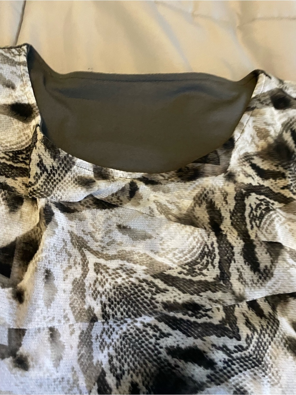 Ruby Rd. Black and Gray Snake Print Patchwork Print Long Sleeve Top